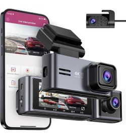 3 Channel Dash Cam 4K/2K GPS WiFi + 64GB Card