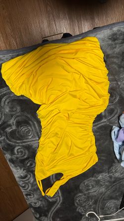 Yellow One Shoulder Cut Out Dress Large 
