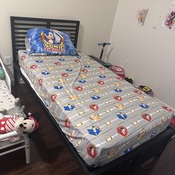 Black Metal Twin Bed Frame & Mattress