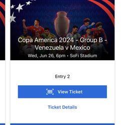 Two Tickets For Mexico Vs Venezuela Selling