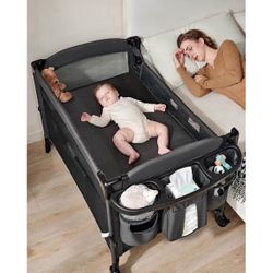 AirClub 4 in 1 Baby Bassinet Bedside Sleeper, 4 Functions Crib, Playard, Portable Changing Table