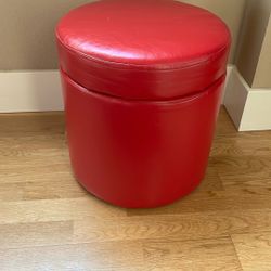 Red leather Ottoman