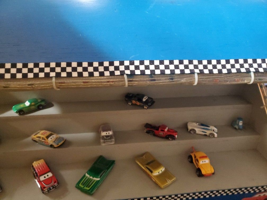 Toy Cars On Stands 27" Across 16" High 12" Wide Lights Up