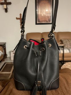 Dooney&Bourke black pebbled leather Gretta drawstring bag