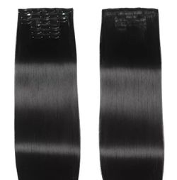 real human hair 12 inch black clip in