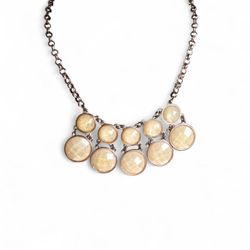 Gold & Cream Circular Pendant Necklace