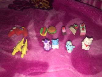 Objects, food, and animal erasers