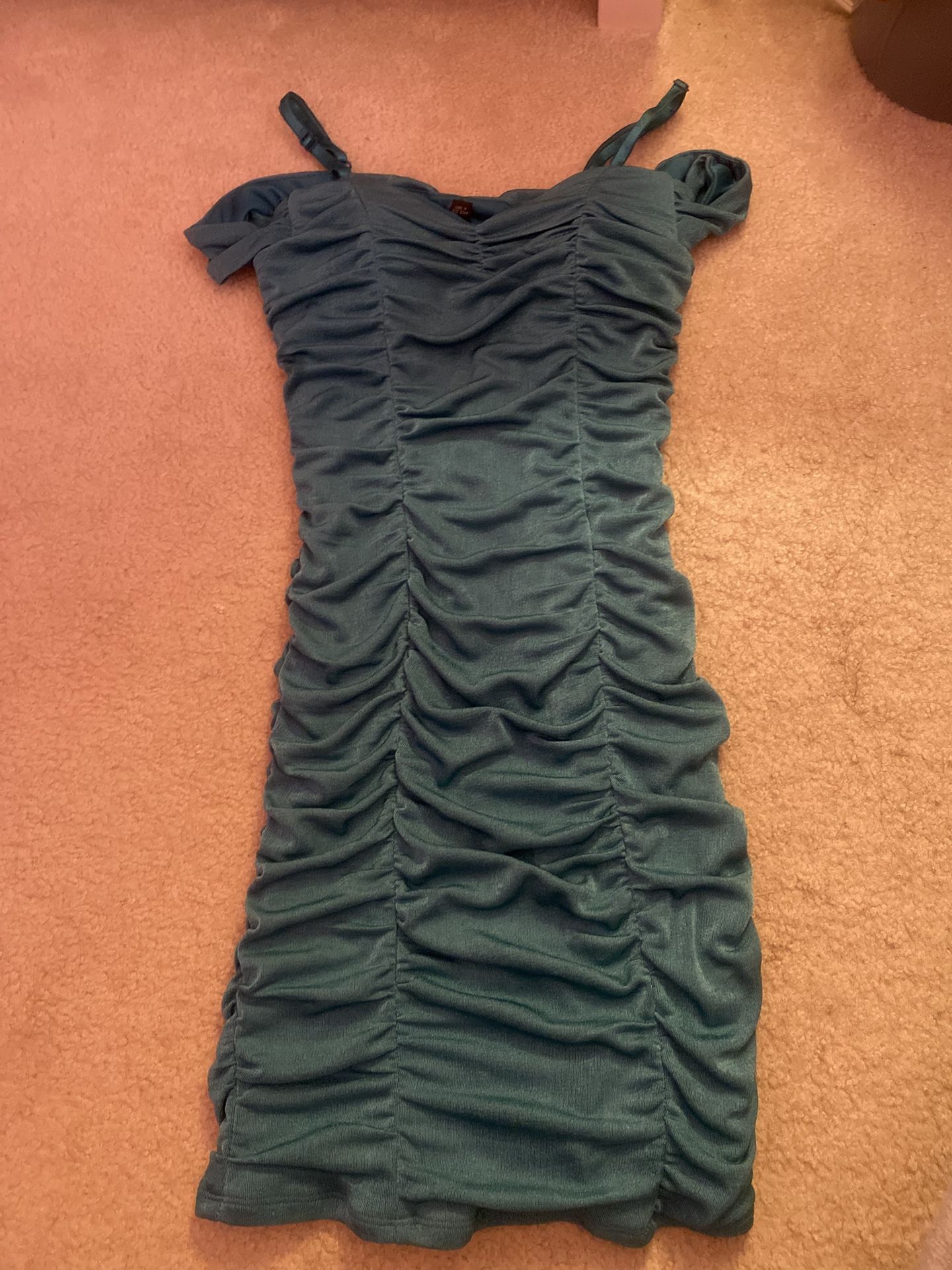 Short, teal dress