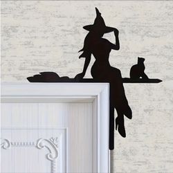 Midnight Perch: The Witch & Her Familiar Corner Silhouette