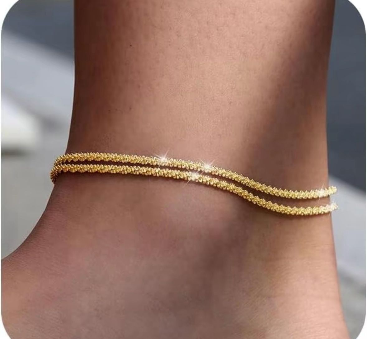 TEWIKY Dainty Layered Waterproof Anklet For Women