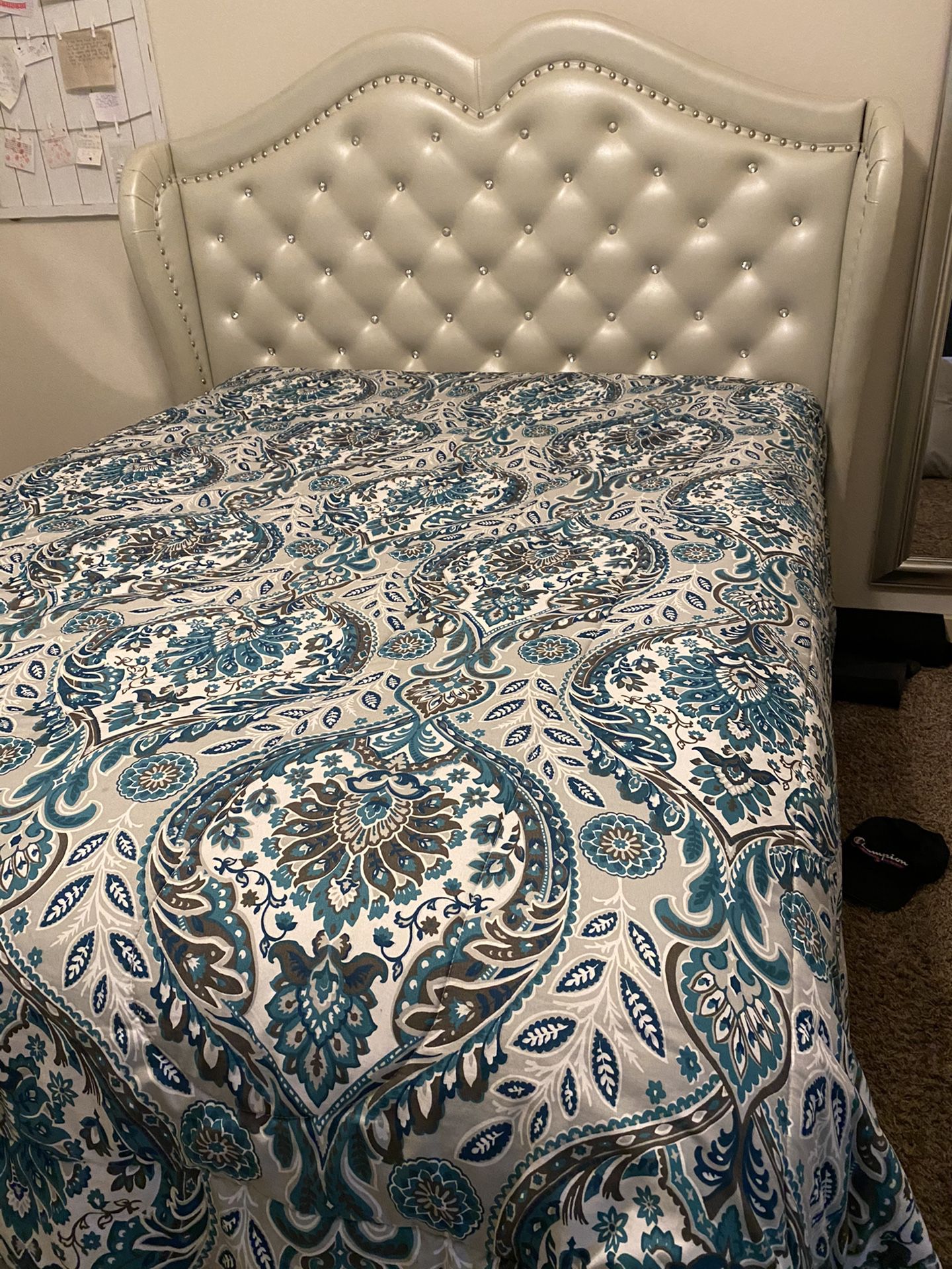 Queen bed set for sell , bed frame , mattress , box spring , dresser