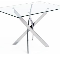 47" Modern Tempered Glass Kitchen Table Dining & Chairs 