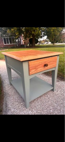 Wood Top End Table with Drawer and Shelf