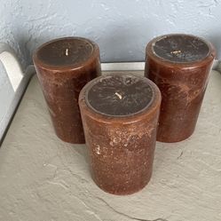 Set Of 3 Brown Pillar Candle -4x6- Ylang Ylang