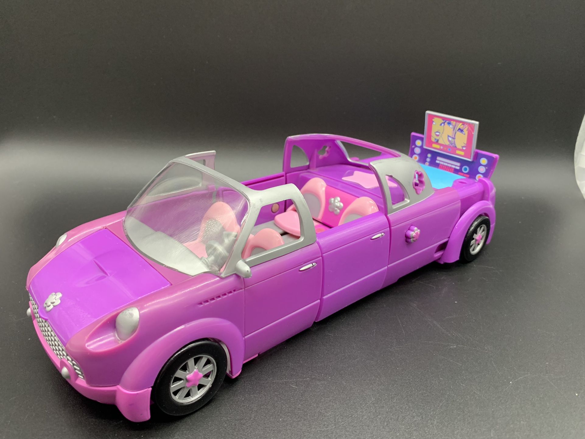 Polly Pocket 2002 Rock n’ Pop Purple Stretch Limo Pool Car Toy Vintage WORKS.
