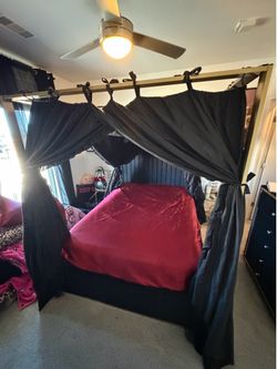 ✨ Queen Canopy Bed Frame + Optional Adjustable Mattress & Canopy Curtains ✨