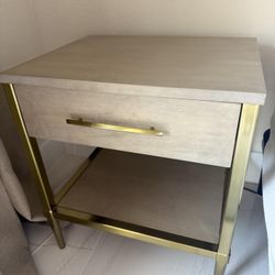 Modern Natural Wood Nightstands (2) 