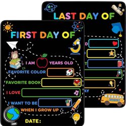 First Day of Kindergarten, First Day School Sign Board, 14x11 in Back to School Chalkboard Sign, Double-sided My First Day of School Sign Reusable, 1s