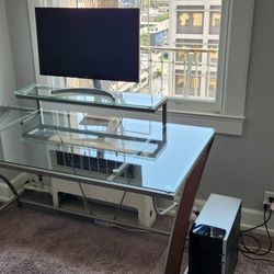 Glass computer table