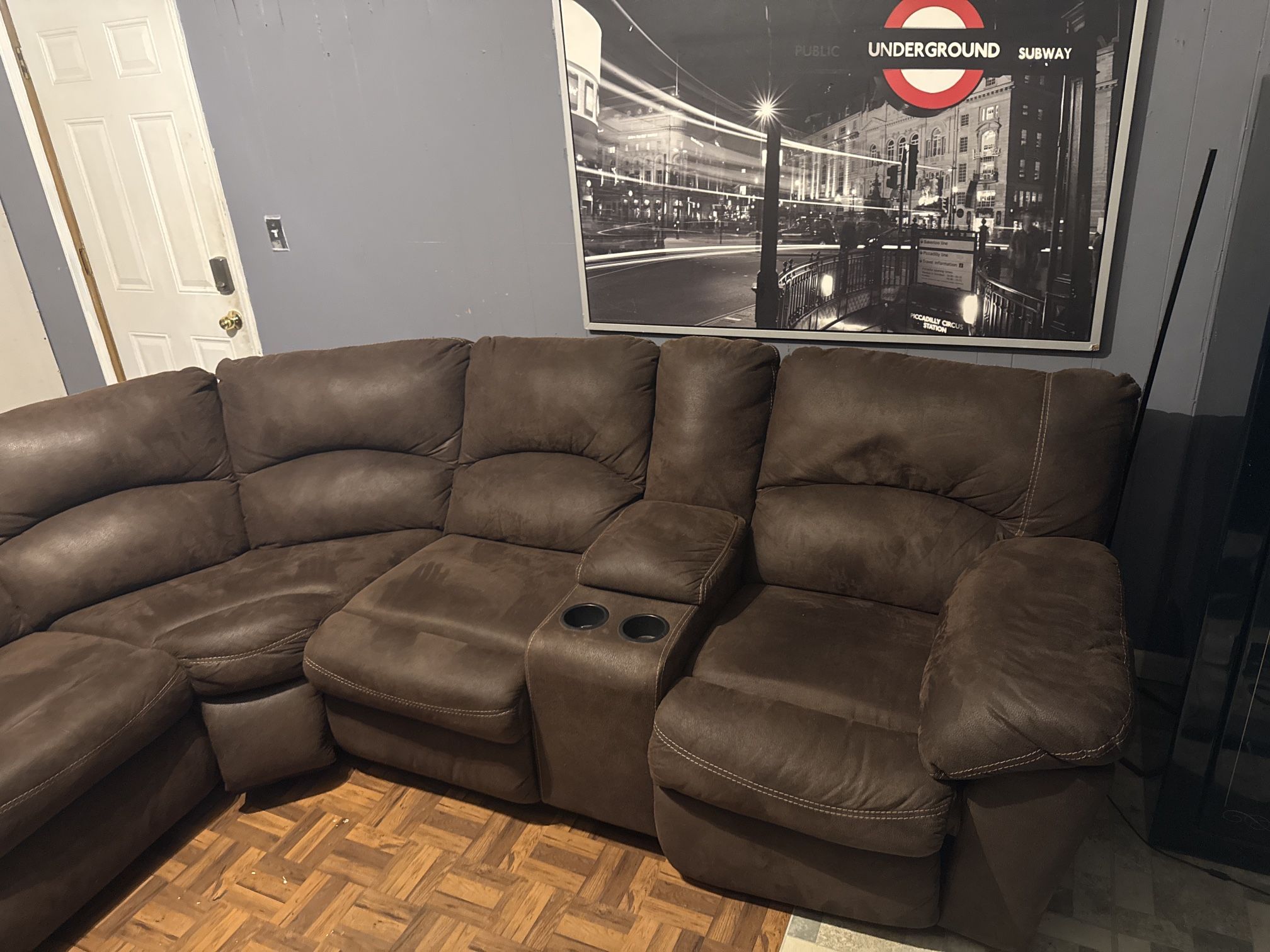 Brown Recliner Sectional Couch