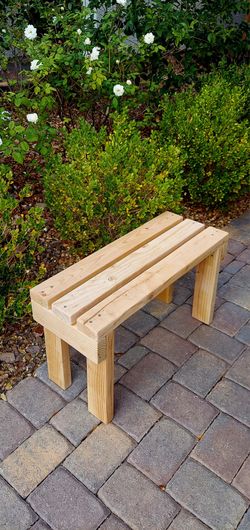 🌱Solid Wood Bench ::: 17"H X 30"W X 12"D (3 Planks) ::: Natural