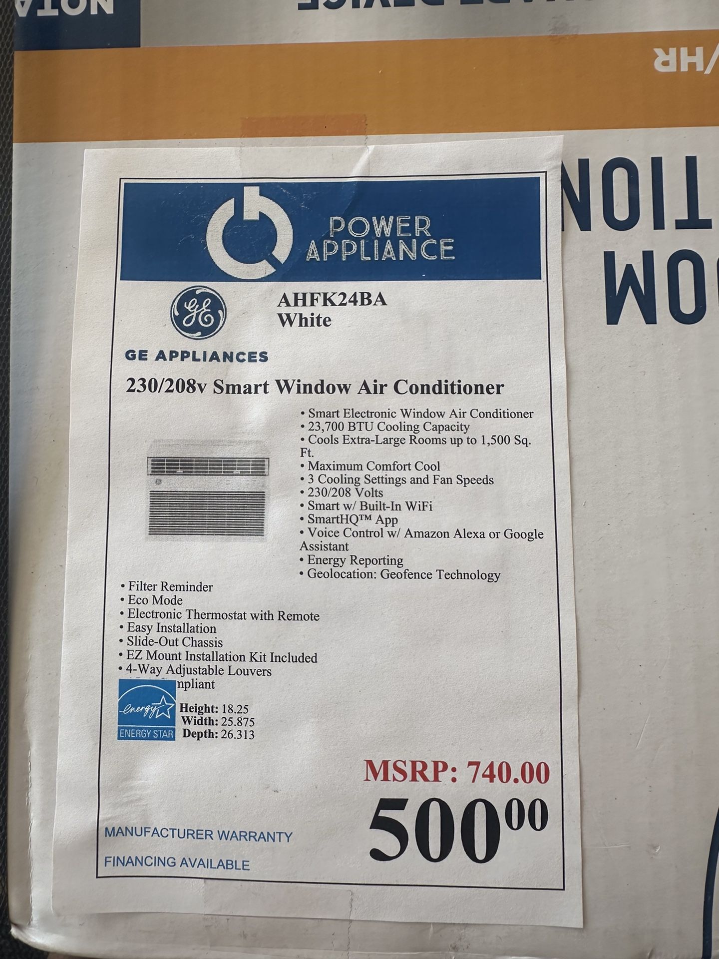 230/208 Smart Window Air Conditioner 