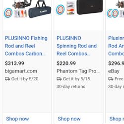 Plusinno (2PACK) Combo Fishing Rod&Reel Set 