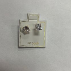 14k Gold Earings With Cubic Zirconia Stones