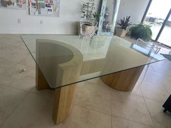 mcm glass top dining table