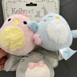 3 squishmallow dog toyd