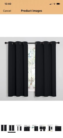 Black Solid Thermal Insulated Grommet Blackout Curtains/Drapes for Bedroom Window (2 Panels, 42 inches Wide by 63 inches Long, Black) ( please follow 