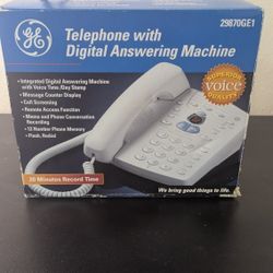 GE Trimline Corded Phone w/Digital Answering Machine White Thomson 29870GE1