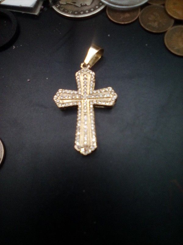 Blinged Out Gold Plated Cross 