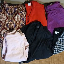 LOT OF 7 WOMEN'S FALL/WINTER TOPS, ALL ARE SIZE LARGE, * READ THE DESCRIPTION*