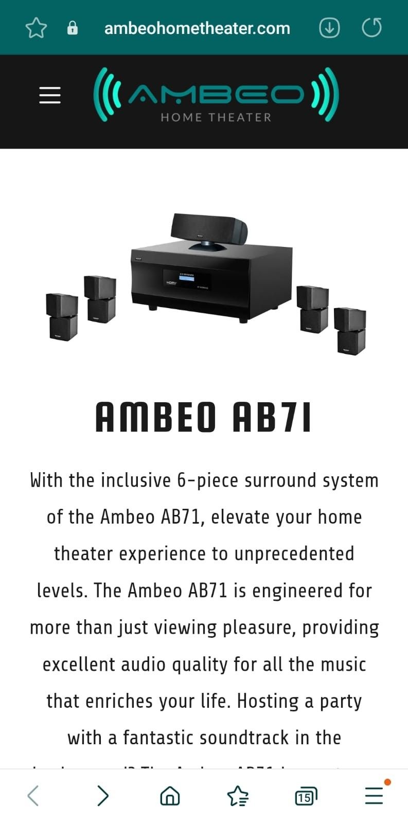SMBEO AB71 6 Piece Surround Sound System