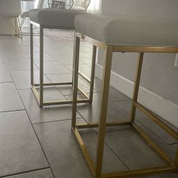 WHITE/GOLD KITCHEN STOOLS FOR SALE