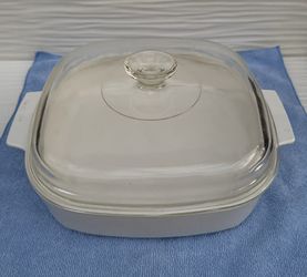 Vintage White Corning Microwave Browning Dish MW-A-10 With Lid