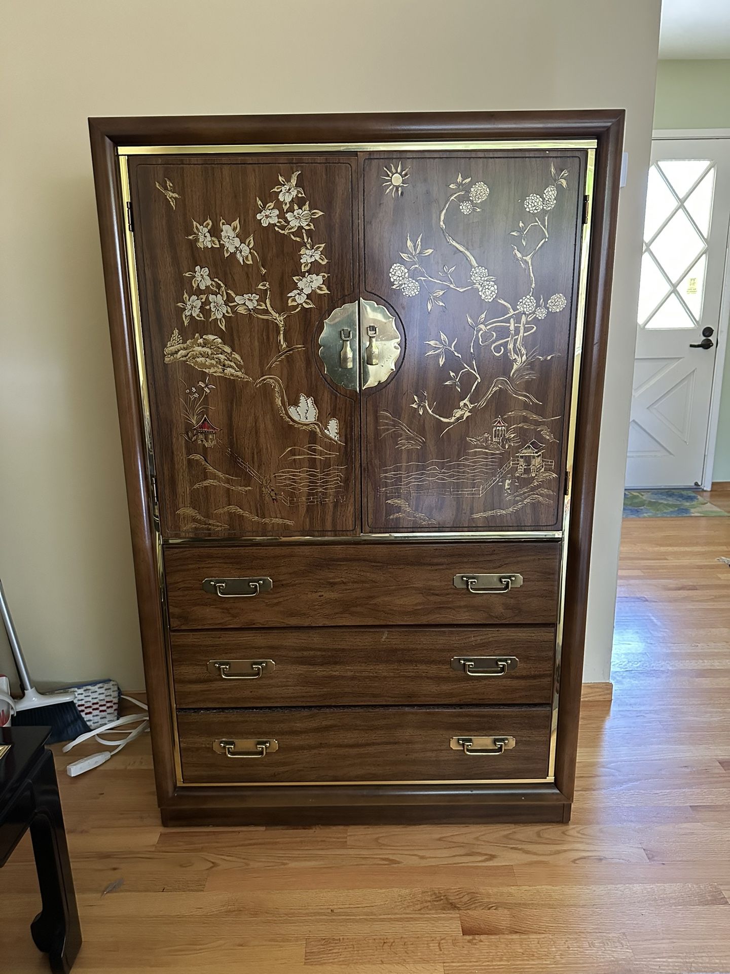 Vintage Oriental Armoire Cabinet