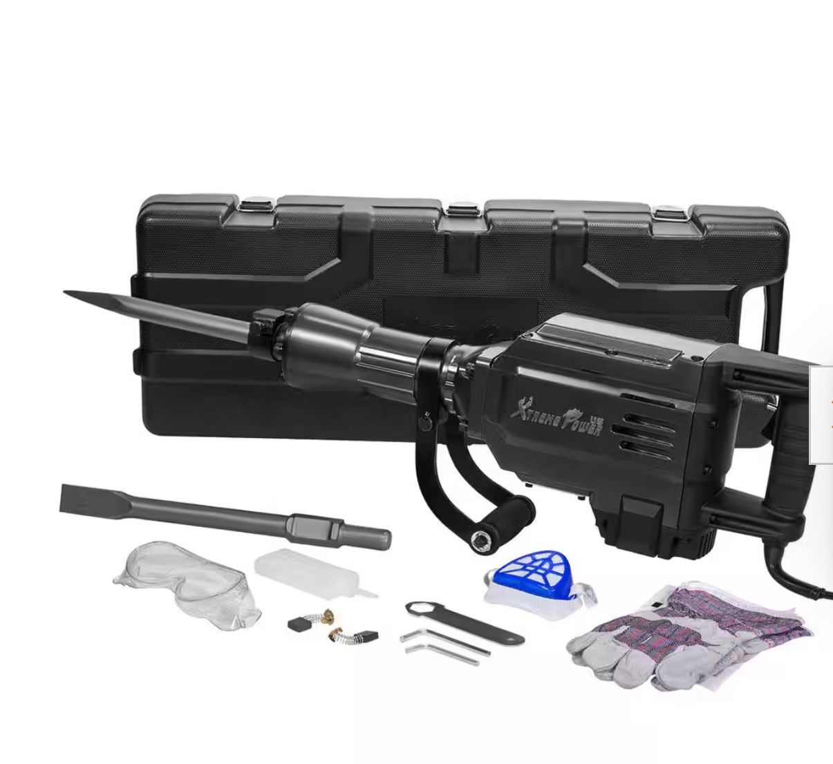 2800-Watt 26.5 in. x 8.75 in. Heavy-Duty Electric JackHammer Demolition Hammer Concrete Breaker Tool Kit 61110