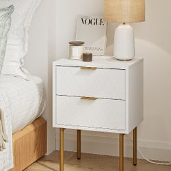 Nightstand,Small Bedside Table with Gold Frame