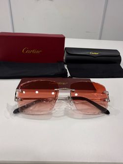 Cartier Glasses (Diamond cut) Red Lense, Silver Frame