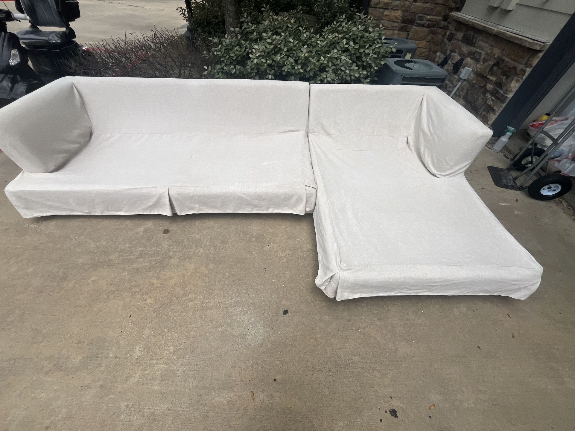 Light Beige Sectional Sofa with Chaise – Used Condition