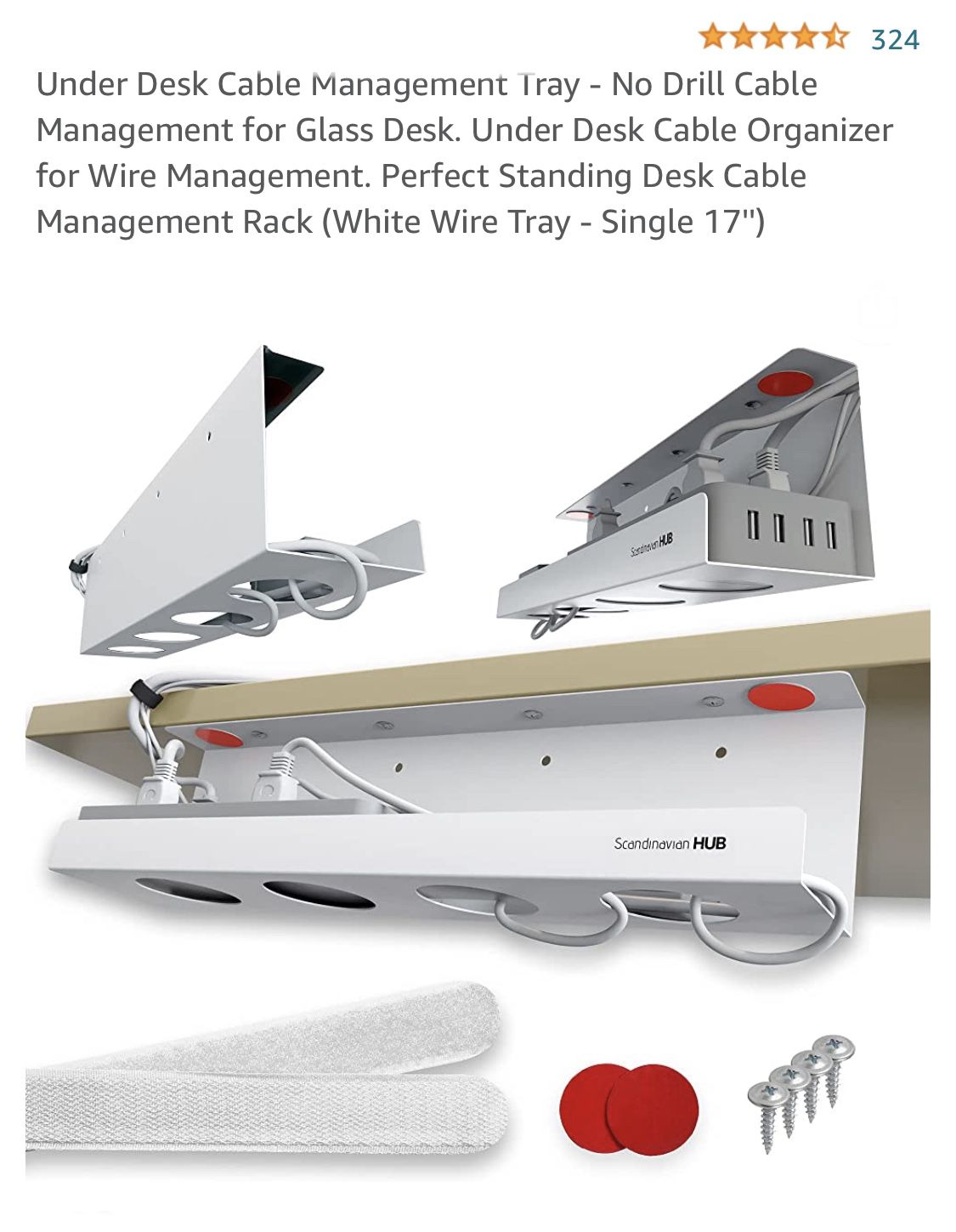 Under Desk Cable Management Tray No Drill - Cable Management Under