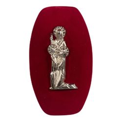 VTG Holy Family Plaque Icon Pewter Red Velvet Catholic Religious Christmas Gift