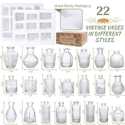 Set Of 22 Clear Glass Vintage Style Vases 