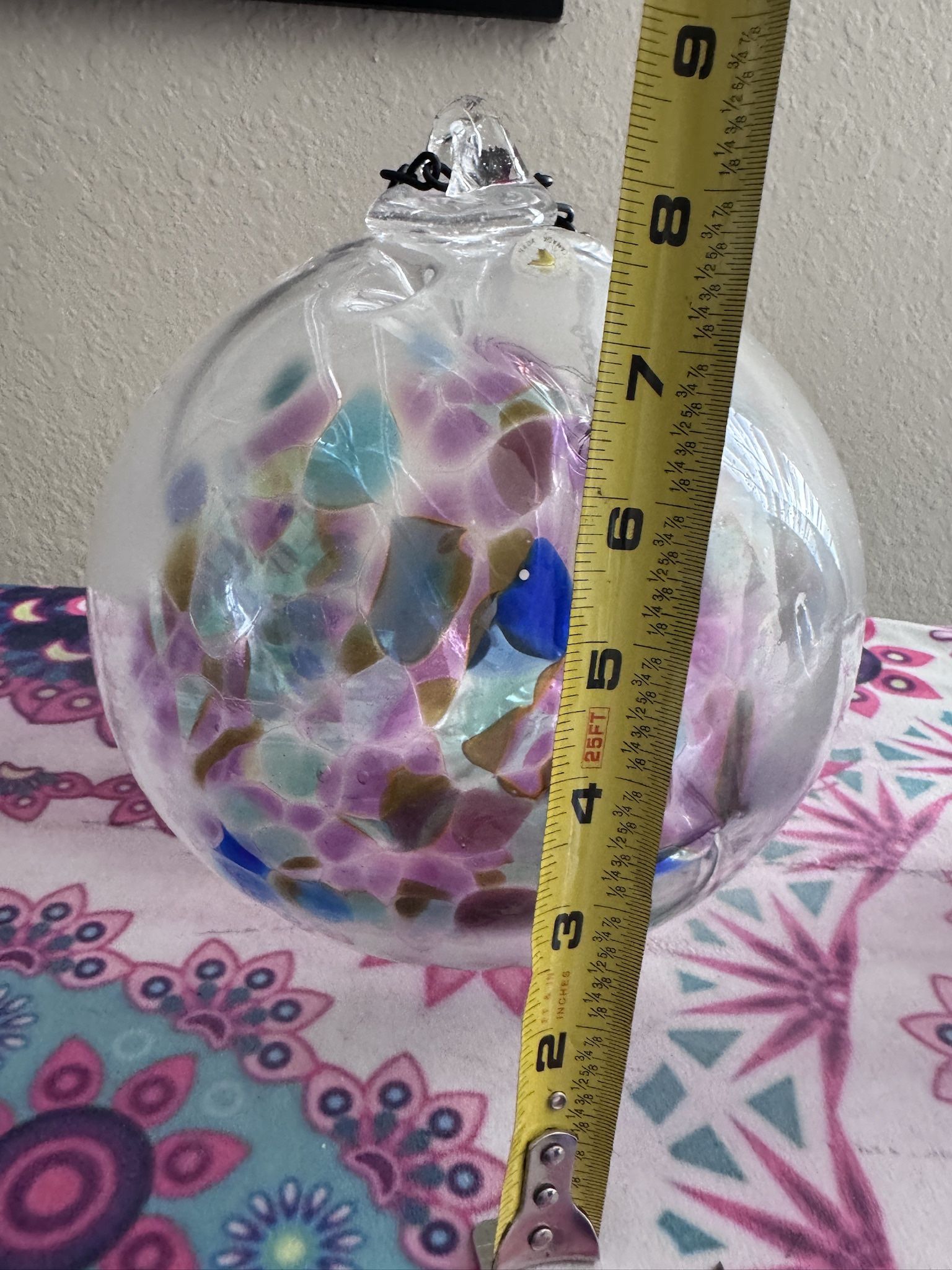 Vintage 1990’s Gray Art Glass Handblown 8.5 Inch Witches Ball Orb