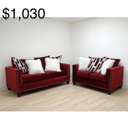 Beautiful Red Two Piece Sofa Set