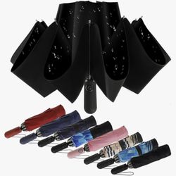 Umbrella Travel Large Windproof Inverted Umbrellas for Rain Portable Automatic Small Compact Reverse Folding Umbrellas for Women Men