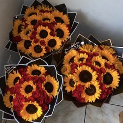 Roses And Sunflowers Bouquet