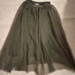 Chic Green Tulle Skirt With Built In Belt Women’s Size Small